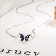 Versatile Black Butterfly Pendant Necklace Personality Collar Chain Light Luxury Jewellery For Women