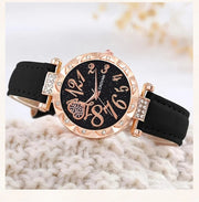 Women Luxury Watch Ring Necklace Earrings Rhinestone Love Dial Fashion Wristwatch Female Casual Ladies Watches Set Clock