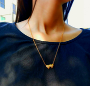 Golden Double Heart Choker Pendant Necklace