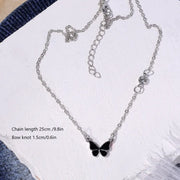 Versatile Black Butterfly Pendant Necklace Personality Collar Chain Light Luxury Jewellery For Women