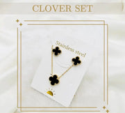 Clover Pendant Necklace for Women's & Girls Swan Chain Necklace with earrings